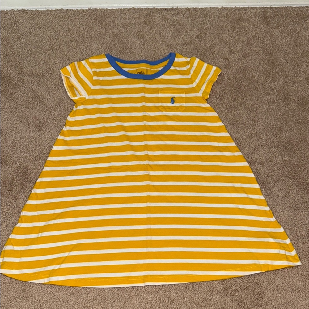 Yellow Oversized Striped Kids Polo Dress
